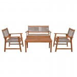 SPRING Set Σαλόνι Κήπου Ακακία Φυσικό Wicker Μπεζ Τραπέζι Καναπέ 2Θέσιο 2 Πολυθρόνες c546379