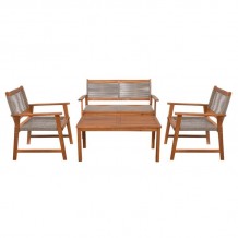 SPRING Set Σαλόνι Κήπου Ακακία Φυσικό Wicker Μπεζ Τραπέζι Καναπέ 2Θέσιο 2 Πολυθρόνες c546379