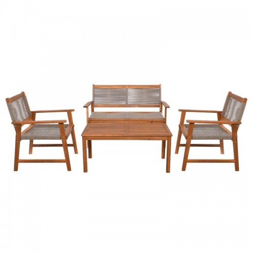 SPRING Set Σαλόνι Κήπου Ακακία Φυσικό Wicker Μπεζ Τραπέζι Καναπέ 2Θέσιο 2 Πολυθρόνες c546379