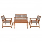 SPRING Set Σαλόνι Κήπου Ακακία Φυσικό Wicker Μπεζ Τραπέζι Καναπέ 2Θέσιο 2 Πολυθρόνες c546379
