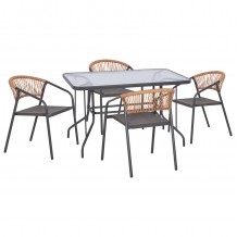 ΣΕΤ ΤΡΑΠΕΖΑΡΙΑΣ 5ΤΜΧ ADAM HM10859 01 ΚΑΡΕΚΛΕΣ ΜΕΤΑΛΛΙΚΕΣ ΤΡΑΠΕΖΙ 120x70εκ ΓΚΡΙ c546406