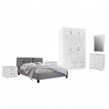 ΣΕΤ ΚΡΕΒΑΤΟΚΑΜΑΡΑΣ 6ΤΜΧ CARLY HM10884 05 ΜΕΛΑΜΙΝΗ ΛΕΥΚΗ-ΥΦΑΣΜΑ ΓΚΡΙ c546410