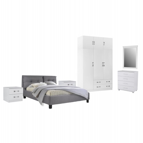 ΣΕΤ ΚΡΕΒΑΤΟΚΑΜΑΡΑΣ 6ΤΜΧ CARLY HM10884 05 ΜΕΛΑΜΙΝΗ ΛΕΥΚΗ-ΥΦΑΣΜΑ ΓΚΡΙ c546410