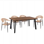 ΣΕΤ ΤΡΑΠΕΖΑΡΙΑΣ 5ΤΜΧ TABER HM10834 02 ΑΛΟΥΜ ΣΚΟΥΡΟ ΓΚΡΙ--POLYWOOD--P E RATTAN ΜΠΕΖ c546412