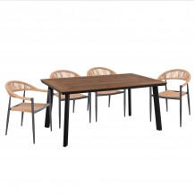 ΣΕΤ ΤΡΑΠΕΖΑΡΙΑΣ 5ΤΜΧ TABER HM10834 02 ΑΛΟΥΜ ΣΚΟΥΡΟ ΓΚΡΙ--POLYWOOD--P E RATTAN ΜΠΕΖ c546412