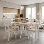 Τραπεζαρία Dallan Lars pakoworld 5τεμ λευκό rubberwood Φ100 38 x100x75εκ c546438