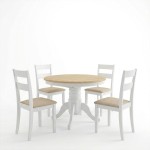 Τραπεζαρία Dallan Lars pakoworld 5τεμ λευκό rubberwood Φ100 38 x100x75εκ c546438
