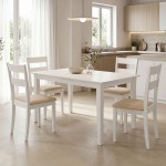 Τραπεζαρία Dallan Mabor pakoworld 5τεμ λευκό rubberwood 120-150x80x73 8εκ c546439