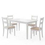 Τραπεζαρία Dallan Mabor pakoworld 5τεμ λευκό rubberwood 120-150x80x73 8εκ c546439