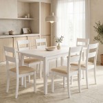 Τραπεζαρία Dallan Mabor pakoworld 7τεμ λευκό rubberwood 120-150x80x73 8εκ c546441