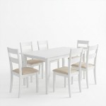 Τραπεζαρία Dallan Mabor pakoworld 7τεμ λευκό rubberwood 120-150x80x73 8εκ c546441