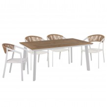 ΣΕΤ ΤΡΑΠΕΖΑΡΙΑΣ 5ΤΜΧ TABER HM10838 01 ΚΑΡΕΚΛΕΣ ΤΡΑΠΕΖΙ ΑΛΟΥΜ -POLYWOOD--ΛΕΥΚΟ c546456