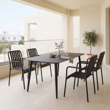 Τραπεζαρία Heven Vista pakoworld σετ 5τεμ μαύρο αλουμίνιο 150x80x72εκ c546503