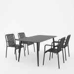Τραπεζαρία Heven Vista pakoworld σετ 5τεμ μαύρο αλουμίνιο 150x80x72εκ c546503