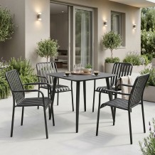Τραπεζαρία Heven Vista pakoworld σετ 5τεμ μαύρο αλουμίνιο 80x80x72εκ c546504