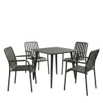 Τραπεζαρία Heven Vista pakoworld σετ 5τεμ μαύρο αλουμίνιο 80x80x72εκ c546504
