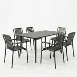 Τραπεζαρία Heven Vista pakoworld σετ 7τεμ μαύρο αλουμίνιο 120x70x72εκ c546505