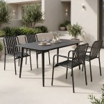 Τραπεζαρία Heven Vista pakoworld σετ 5τεμ μαύρο αλουμίνιο 120x70x72εκ c546506