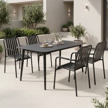 Τραπεζαρία Heven Vista pakoworld σετ 5τεμ μαύρο αλουμίνιο 120x70x72εκ c546506