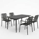 Τραπεζαρία Heven Vista pakoworld σετ 5τεμ μαύρο αλουμίνιο 120x70x72εκ c546506