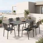 Τραπεζαρία Heven Vista pakoworld σετ 7τεμ μαύρο αλουμίνιο 150x80x72εκ c546507