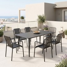 Τραπεζαρία Heven Vista pakoworld σετ 7τεμ μαύρο αλουμίνιο 150x80x72εκ c546507