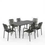 Τραπεζαρία Heven Vista pakoworld σετ 7τεμ μαύρο αλουμίνιο 150x80x72εκ c546507