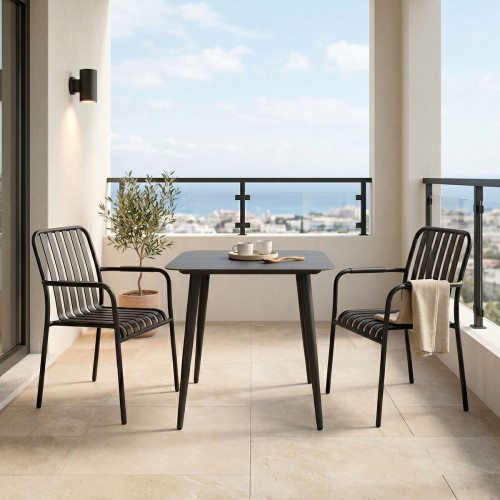 Τραπεζαρία Heven Vista pakoworld σετ 3τεμ μαύρο αλουμίνιο 80x80x72εκ c546508