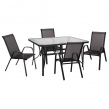 ΣΕΤ ΤΡΑΠΕΖΑΡΙΑΣ 5ΤΜΧ BRUNO HM10894 03 ΜΕΤΑΛΛΟ TEXTILENE-- ΜΑΥΡΟ c546514