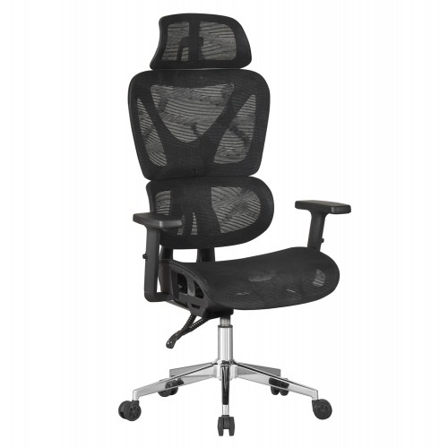 ΚΑΡΕΚΛΑ ΓΡΑΦΕΙΟΥ NOVAR HM1217 01 ΜΑΥΡO MESH--ΒΑΣΗ ΧΡΩΜΙΟΥ 51x49x129Υεκ c546546