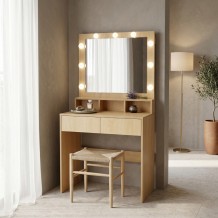 Τουαλέτα κρεβατοκάμαρας Vanity pakoworld με led σε φυσική απόχρωση 80x40x140εκ c546620