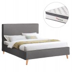 ΚΡΕΒΑΤΙ ΔΙΠΛΟ ΜΕ ΣΤΡΩΜΑ INDRA HM10810 01 ΓΚΡΙ ΥΦΑΣΜΑ--ΓΙΑ ΣΤΡΩΜΑ 160x200εκ c546627