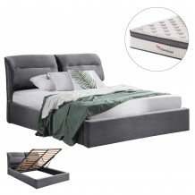 ΚΡΕΒΑΤΙ ΜΕ ΣΤΡΩΜΑ ΑΠΟΘ ΧΩΡΟ KENDRA HM10809 01 ΓΚΡΙ ΒΕΛΟΥΔΟ--ΓΙΑ ΣΤΡΩΜΑ 160x200εκ c546631