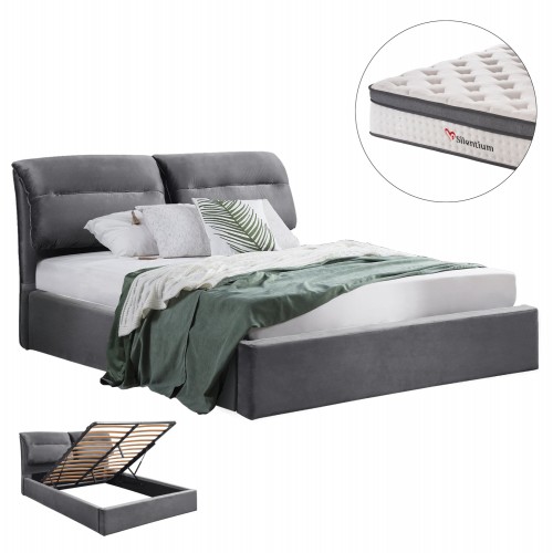 ΚΡΕΒΑΤΙ ΜΕ ΣΤΡΩΜΑ ΑΠΟΘ ΧΩΡΟ KENDRA HM10809 01 ΓΚΡΙ ΒΕΛΟΥΔΟ--ΓΙΑ ΣΤΡΩΜΑ 160x200εκ c546631