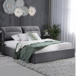 ΚΡΕΒΑΤΙ ΜΕ ΣΤΡΩΜΑ ΑΠΟΘ ΧΩΡΟ KENDRA HM10809 01 ΓΚΡΙ ΒΕΛΟΥΔΟ--ΓΙΑ ΣΤΡΩΜΑ 160x200εκ c546631