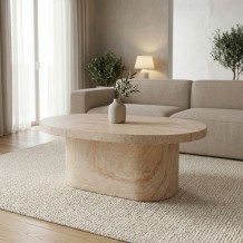 Τραπέζι σαλονιού Vooge pakoworld MGO όψη τραβερτίνας 100x64x39εκ c546758