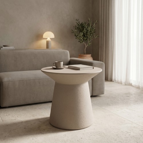 Τραπέζι σαλονιού Peble pakoworld MGO cappuccino Φ55x50εκ c546766