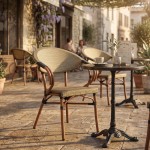 Πολυθρόνα Isaia pakoworld καρυδί αλουμίνιο-textilene χρυσό 57x57x83εκ c546775