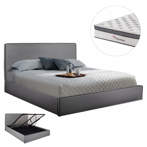 ΚΡΕΒΑΤΙ ΜΕ ΣΤΡΩΜΑ ΑΠΟΘ ΧΩΡΟ ALLIE HM10805 01 ΓΚΡΙ ΥΦΑΣΜΑ--ΣΤΡΩΜΑ 160Χ200εκ c546787