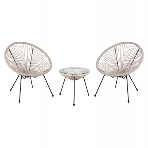 ΣΕΤ ΕΞΩΤΕΡΙΚΟΥ ΧΩΡΟΥ 3ΤΜΧ ACAPULCO HM11861 03 P E RATTAN ΕΚΡΟΥ-ΜΕΤΑΛΛΟ ΣΕ ΜΑΥΡΟ c546936