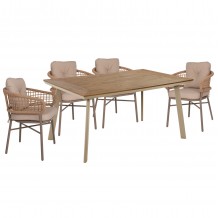 ΣΕΤ ΤΡΑΠΕΖΑΡΙΑΣ TABER HM10841 01 ΤΡΑΠΕΖΙ 4 ΠΟΛΥΘΡΟΝΕΣ-ΑΛΟΥΜΙΝΙΟ POLYWOOD-MOKA c546943