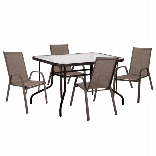 ΣΕΤ ΤΡΑΠΕΖΑΡΙΑΣ ΕΞ ΧΩΡΟΥ 5ΤΜΧ ADAM HM10565 02 ΜΕΤΑΛΛΟ TEXTILENE--ΚΑΦΕ c546965