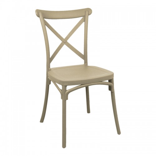 Καρέκλα Crossie pakoworld στοιβαζόμενη pp cappuccino 43x53x88εκ c547035