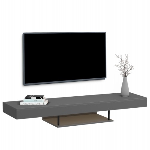 ΕΠΙΠΛΟ ΤΗΛΕΟΡΑΣΗΣ ΤΟΙΧΟΥ ME LED SAVOR HM18381 05 ΜΕΛΑΜΙΝΗ ΣΕ ΓΚΡΙ 150x29 5x22Υεκ c547081