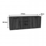 Μπουφές Doha pakoworld καρυδί με oak 210x45x80 5εκ c547178