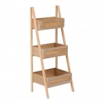 Ραφιέρα επιδαπέδια 3όροφη Scandy pakoworld mdf-rattan σε φυσική απόχρωση 44x37x110εκ c547223