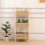 Ραφιέρα επιδαπέδια 3όροφη Scandy pakoworld mdf-rattan σε φυσική απόχρωση 44x37x110εκ c547223