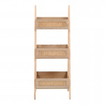 Ραφιέρα επιδαπέδια 3όροφη Scandy pakoworld mdf-rattan σε φυσική απόχρωση 44x37x110εκ c547223