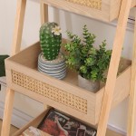 Ραφιέρα επιδαπέδια 3όροφη Scandy pakoworld mdf-rattan σε φυσική απόχρωση 44x37x110εκ c547223