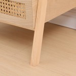 Ραφιέρα επιδαπέδια 3όροφη Scandy pakoworld mdf-rattan σε φυσική απόχρωση 44x37x110εκ c547223